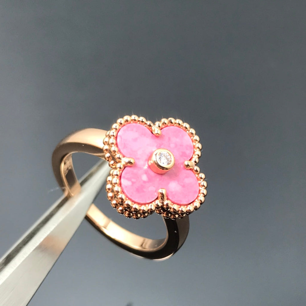 LumiClover Rhodonit-Ring aus Roségold
