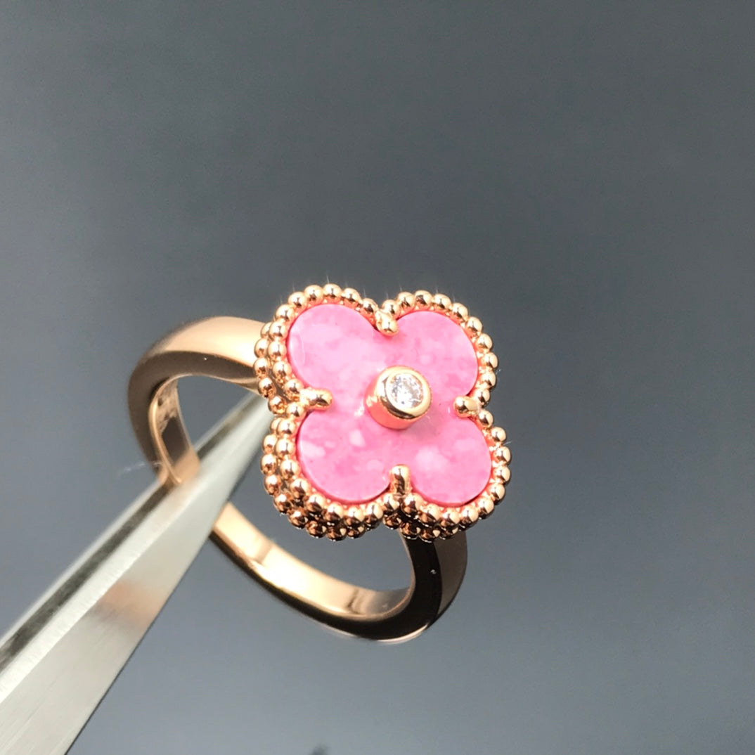 LumiClover Rhodonit-Ring aus Roségold