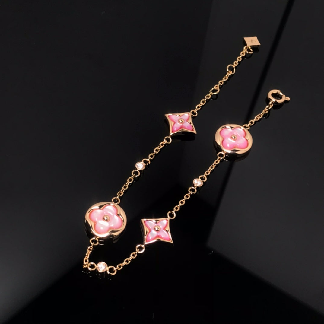 ¡®Lumi¡¯STAR AND SUN 4 MOTIF PINK MOP PINK GOLD BRACELET