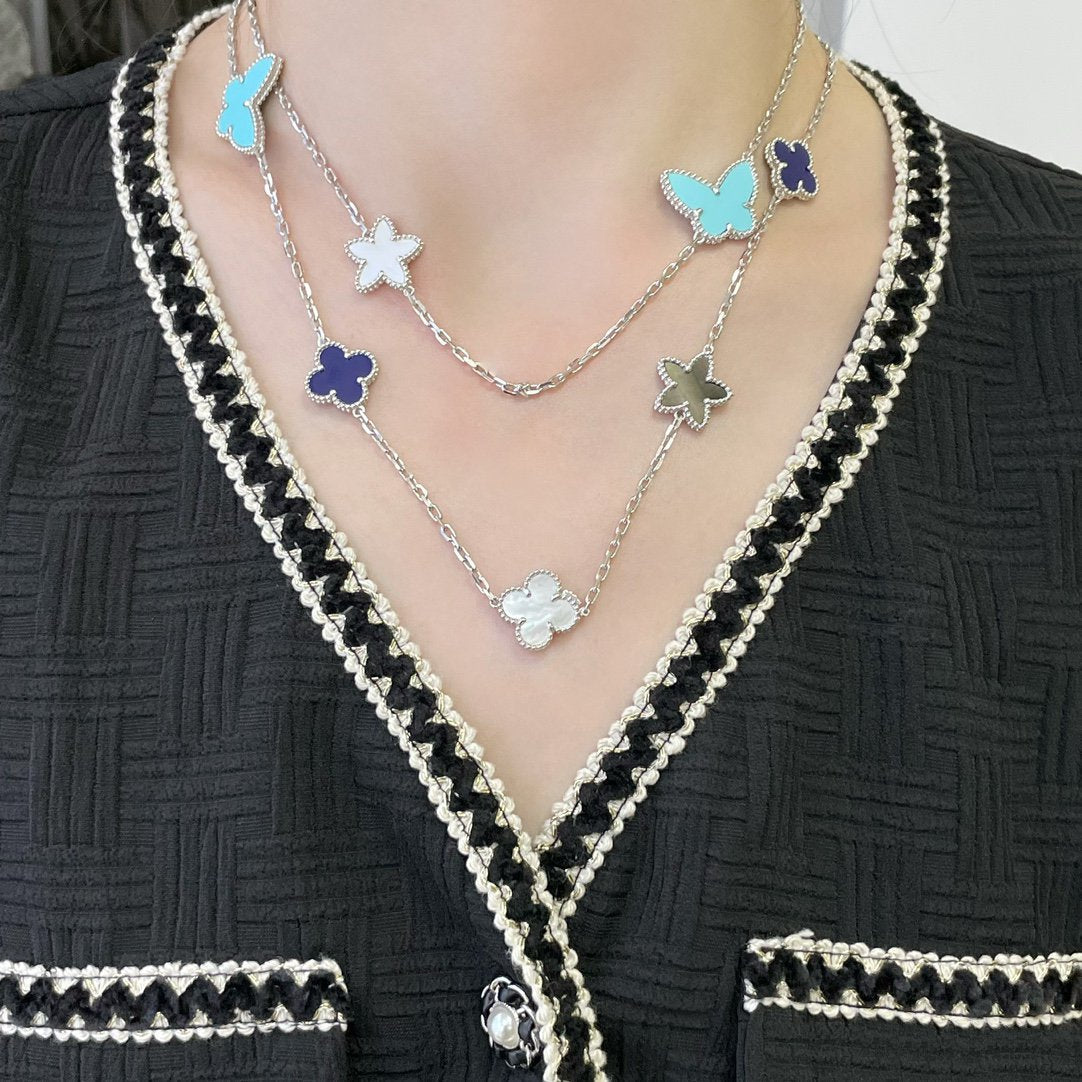 ¡®Lumi¡¯LUCKY CLOVER SILVER 11 MOTIF NECKLACE