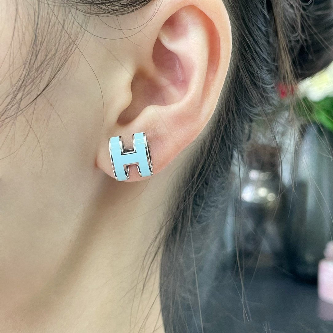 ¡®Lumi¡¯POP H SKY BLUE STUD EARRINGS