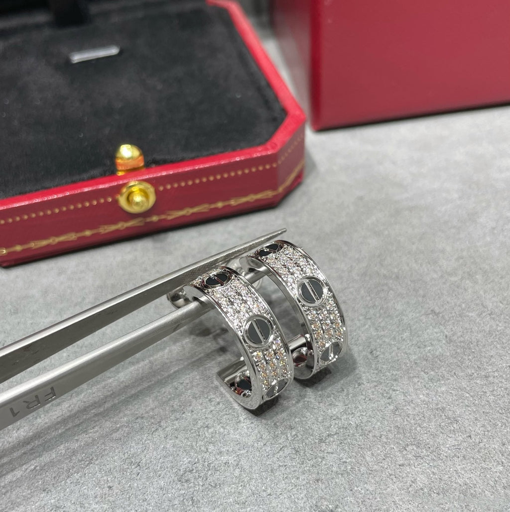 Lumi LOVE Ohrringe aus Keramik mit Diamantbesatz und Silber