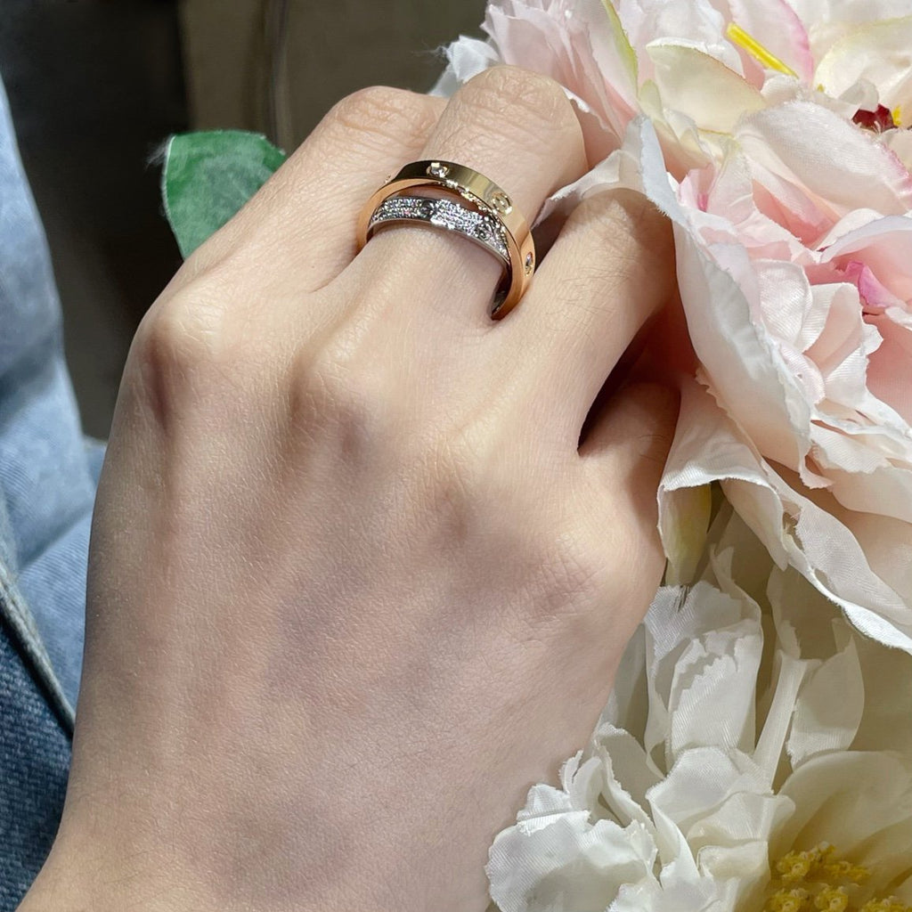Lumi's LOVE Doppelring aus Roségold, Silber und Diamanten