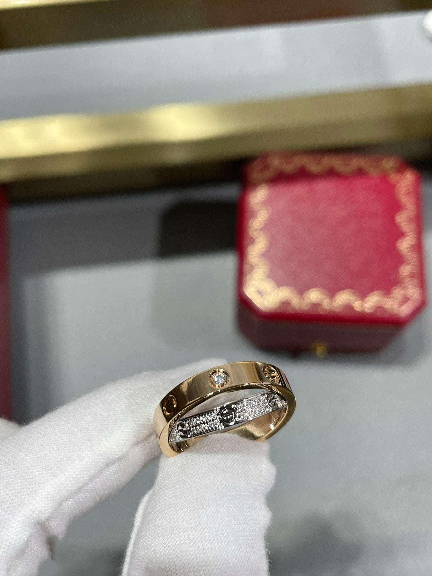 Lumi's LOVE Doppelring aus Roségold, Silber und Diamanten