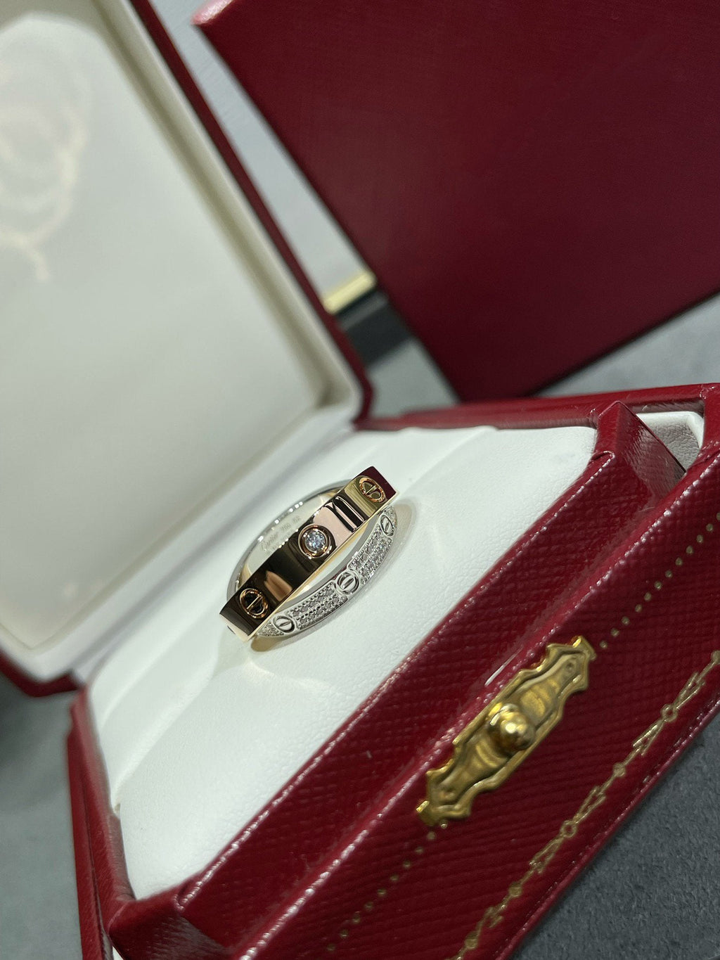Lumi's LOVE Doppelring aus Roségold, Silber und Diamanten