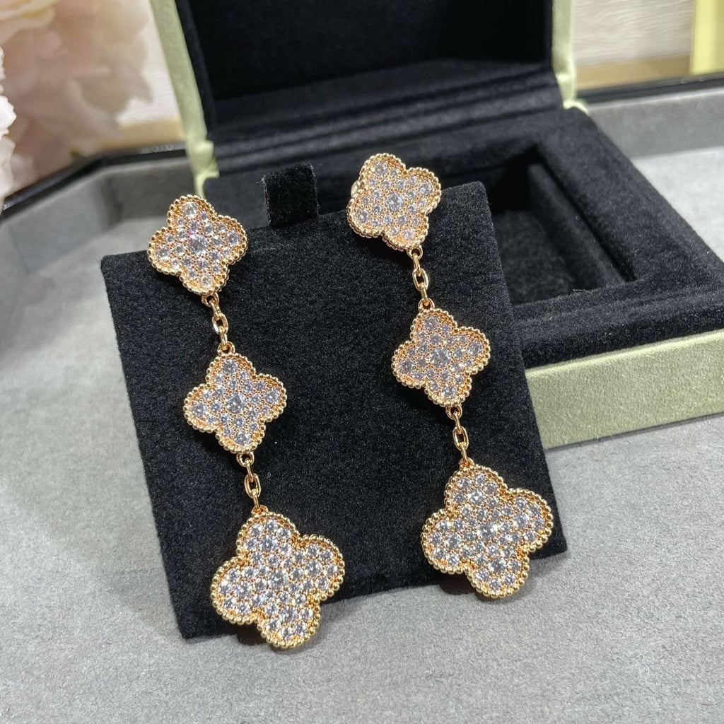 Lumi® KLEE-OHRRINGE MIT 3 MOTIVEN, DIAMANTENBEFESTIGT, ROSÉGOLD