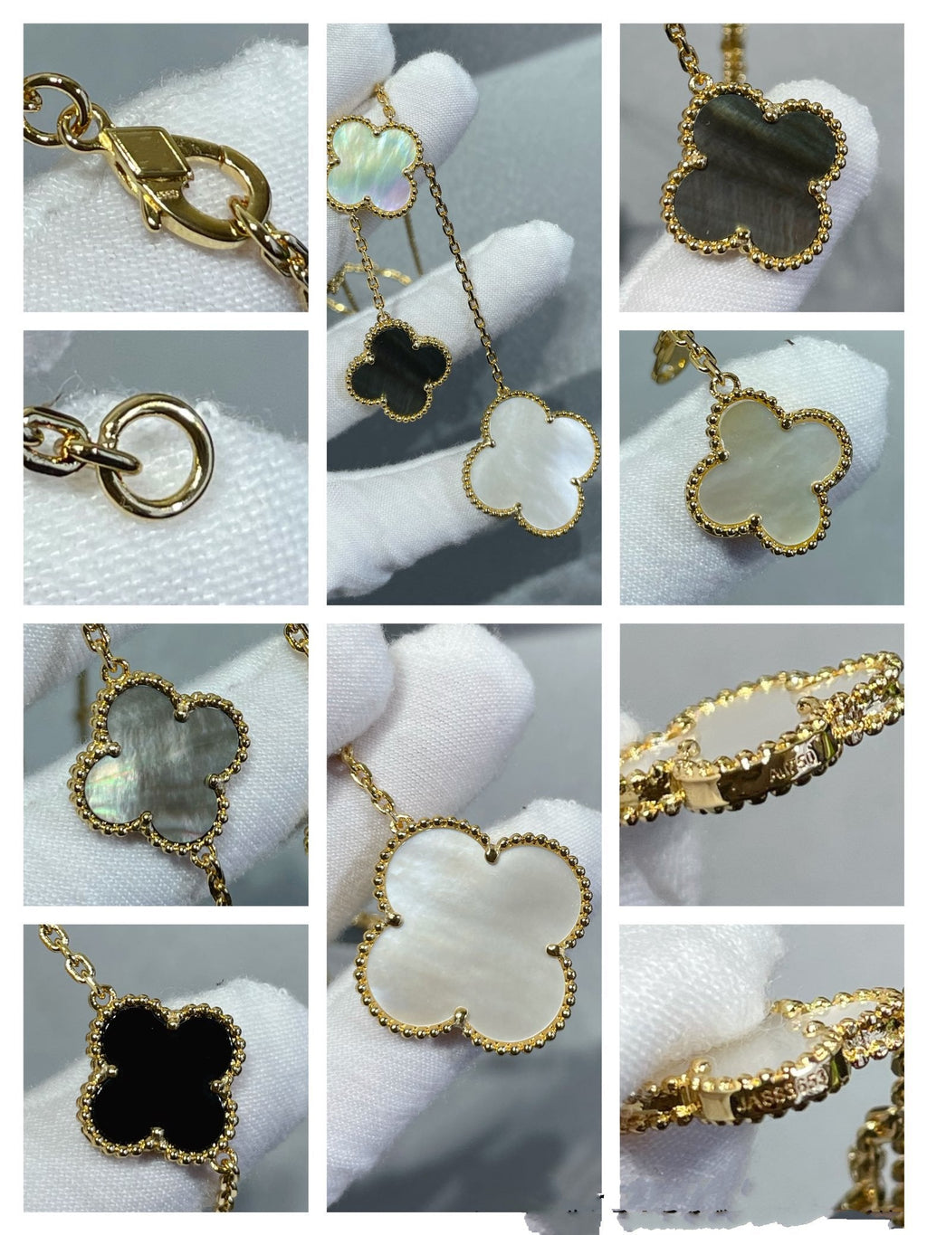 ¡®Lumi¡¯CLOVER 6 MOTIF MOP ONYX GOLD NECKLACE 
