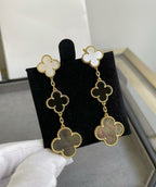 Lumi® CLOVER 3 MOTIF MOP ONYX DARK MOP PINK GOLD EARRINGS
