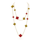 Lumi® CLOVER 16 MOTIF CARNELIAN TIGER EYE ROSE GOLD NECKLACE
