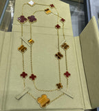 Lumi® CLOVER 16 MOTIF CARNELIAN TIGER EYE ROSE GOLD NECKLACE