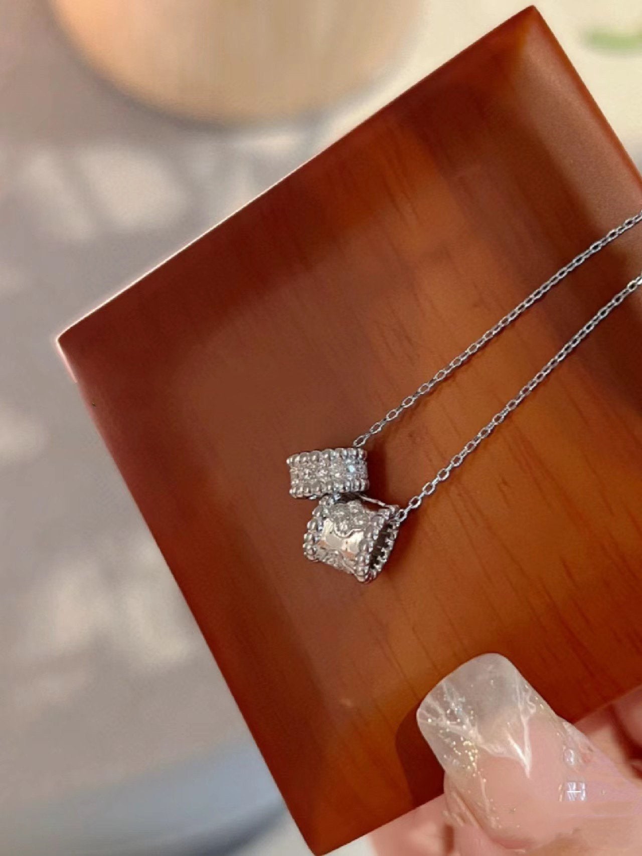 ¡®Lumi¡¯PERLEE DOPPELANHÄNGER SILBER DIAMANT-KETTE