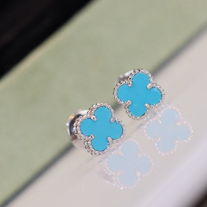 Lumi CLOVER MINI TÜRKIS SILBERNE OHRSTÖPFE