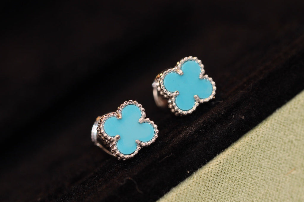 Lumi CLOVER MINI TÜRKIS SILBERNE OHRSTÖPFE