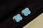 Lumi CLOVER MINI TÜRKIS SILBERNE OHRSTÖPFE