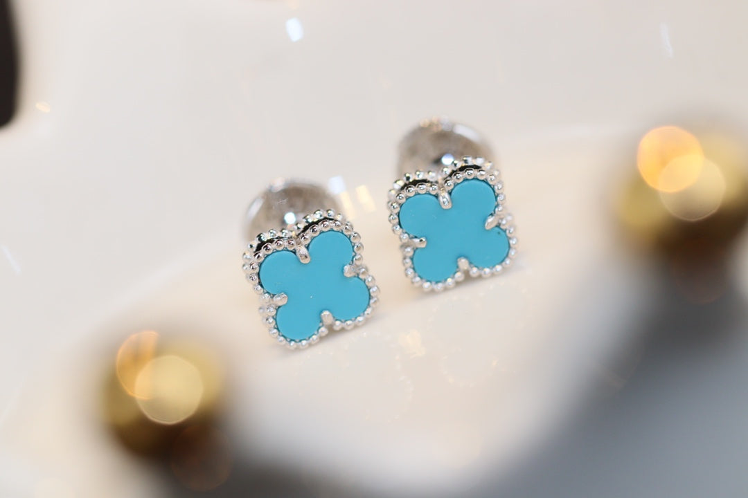 Lumi CLOVER MINI TÜRKIS SILBERNE OHRSTÖPFE