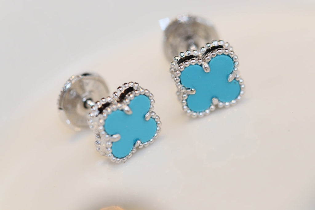 Lumi CLOVER MINI TÜRKIS SILBERNE OHRSTÖPFE