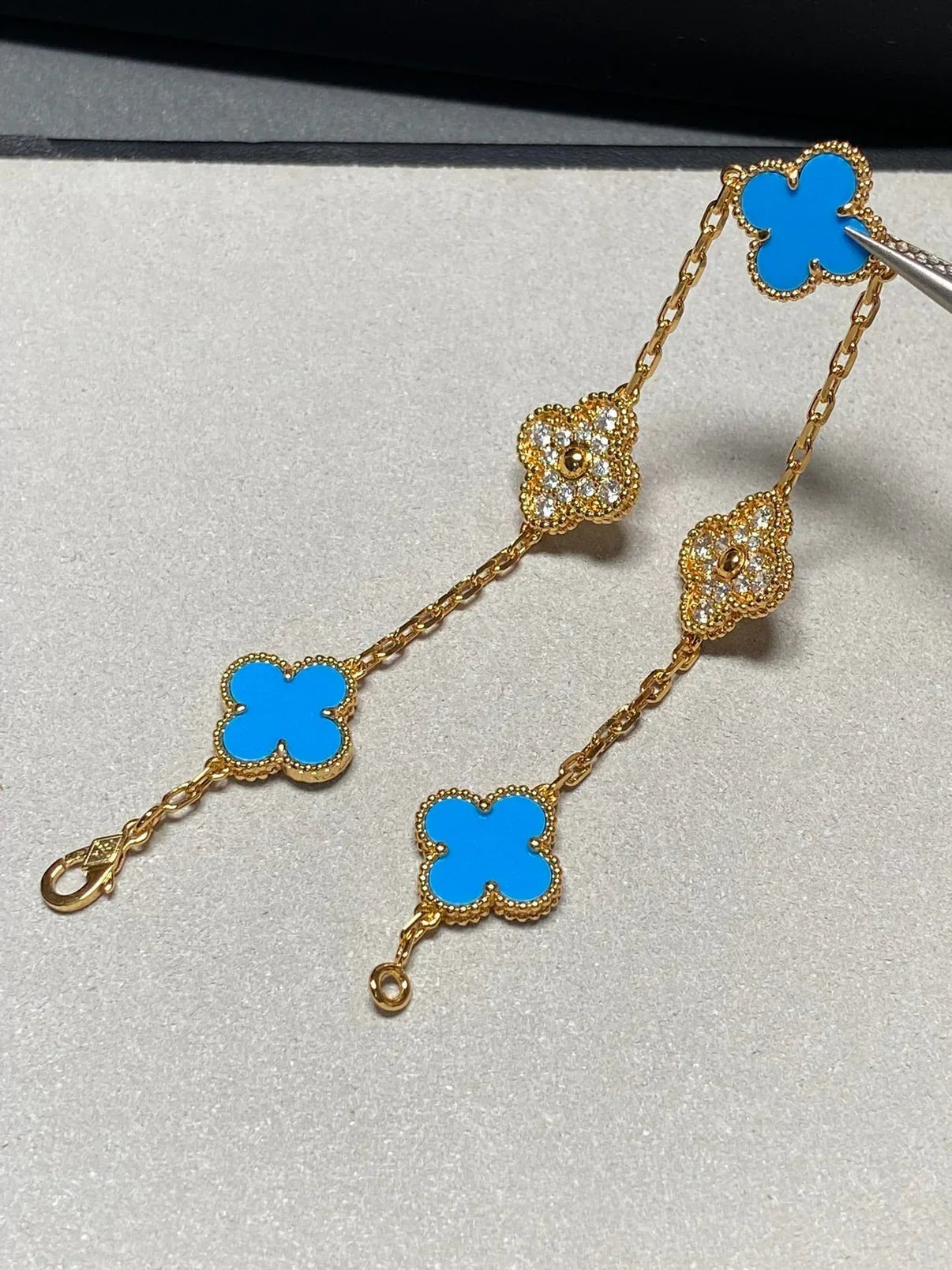 [Lumi]New  CLOVER 5 MOTIF BLUE AGATE BRACELET COLLECTION