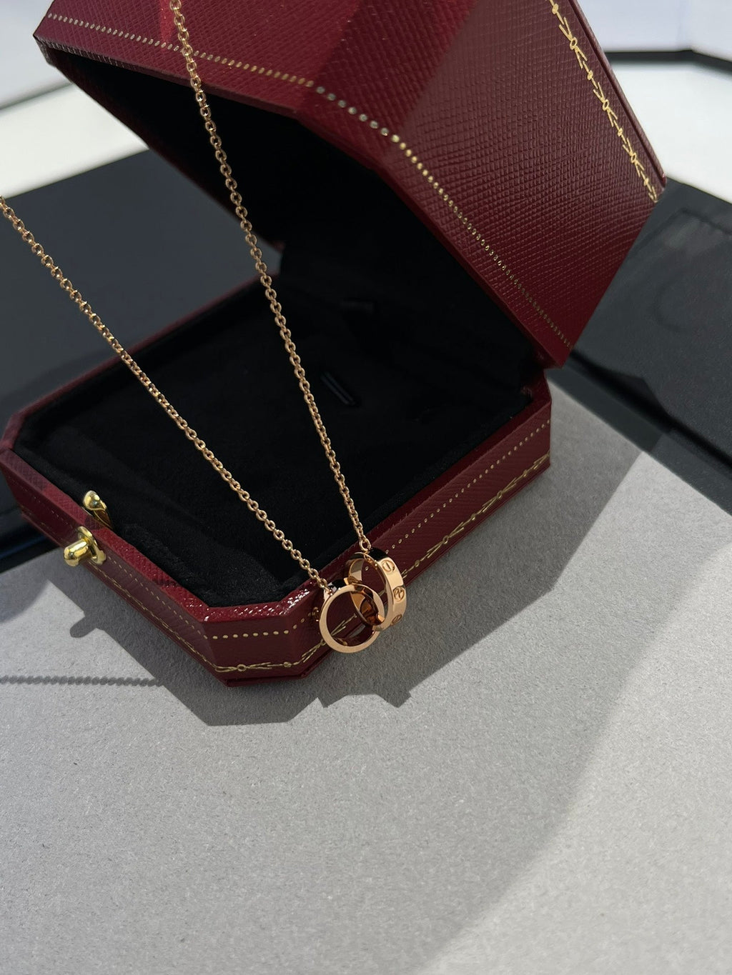 Lumi® LOVE Halskette Doppelring Roségold 