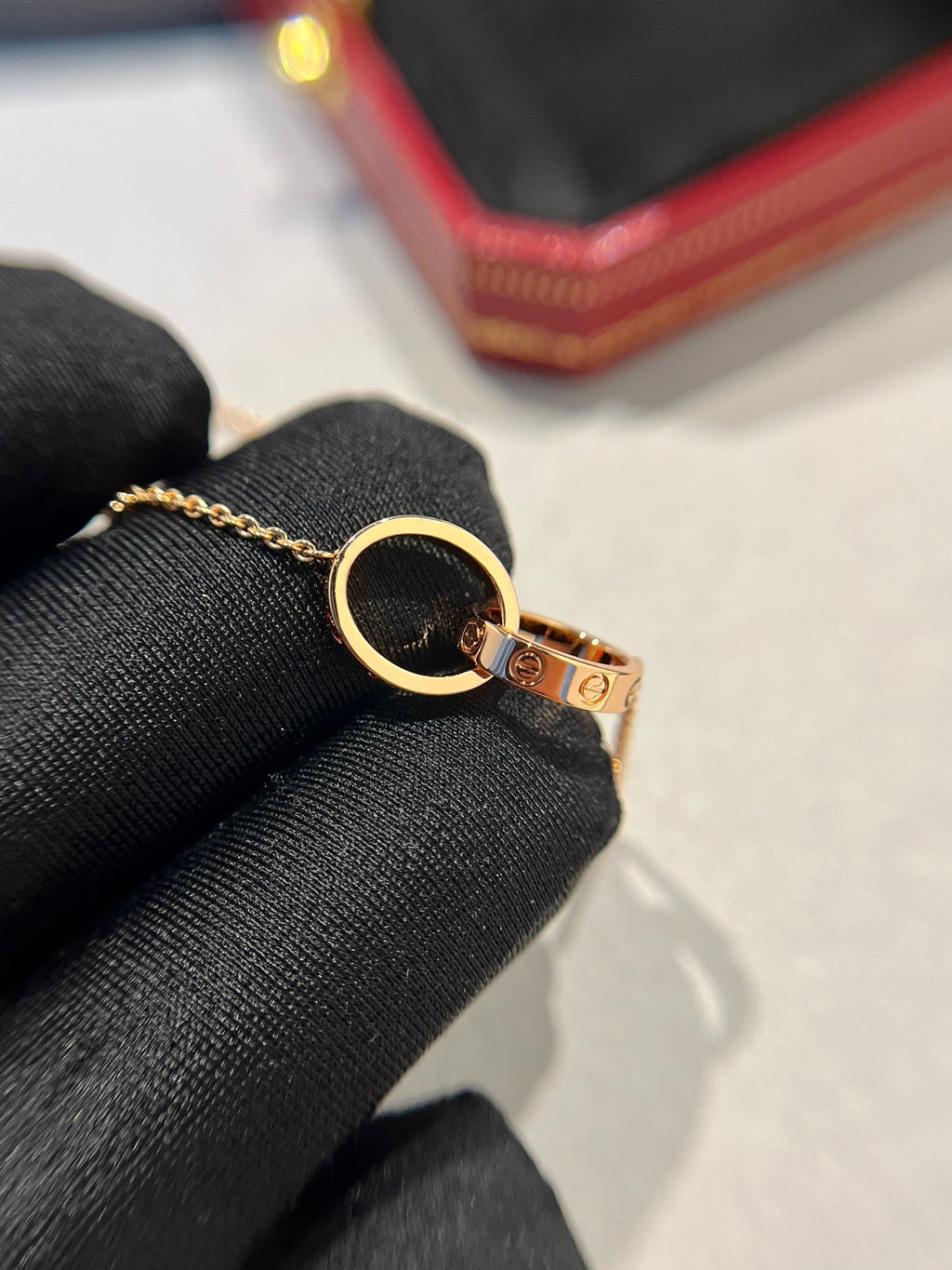 Lumi® LOVE Halskette Doppelring Roségold 