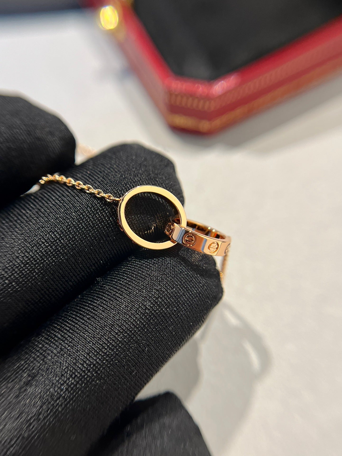 Lumi® LOVE Halskette Doppelring Roségold 