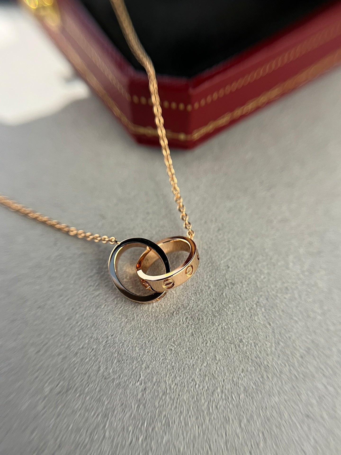 Lumi® LOVE Halskette Doppelring Roségold 