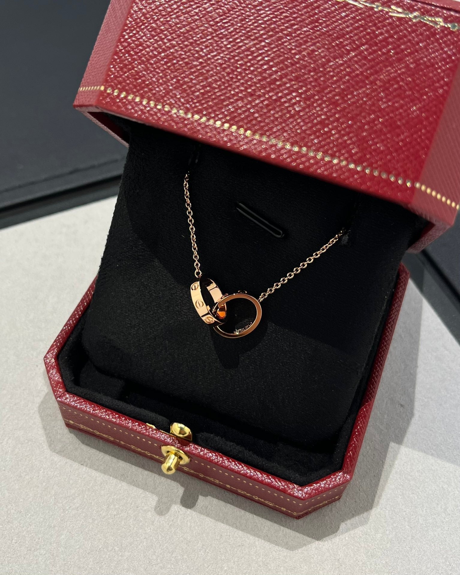 Lumi® LOVE Halskette Doppelring Roségold 