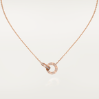 Lumi's LOVE 7,6 mm Halskette aus Roségold und Silber, komplett mit Diamanten besetzt