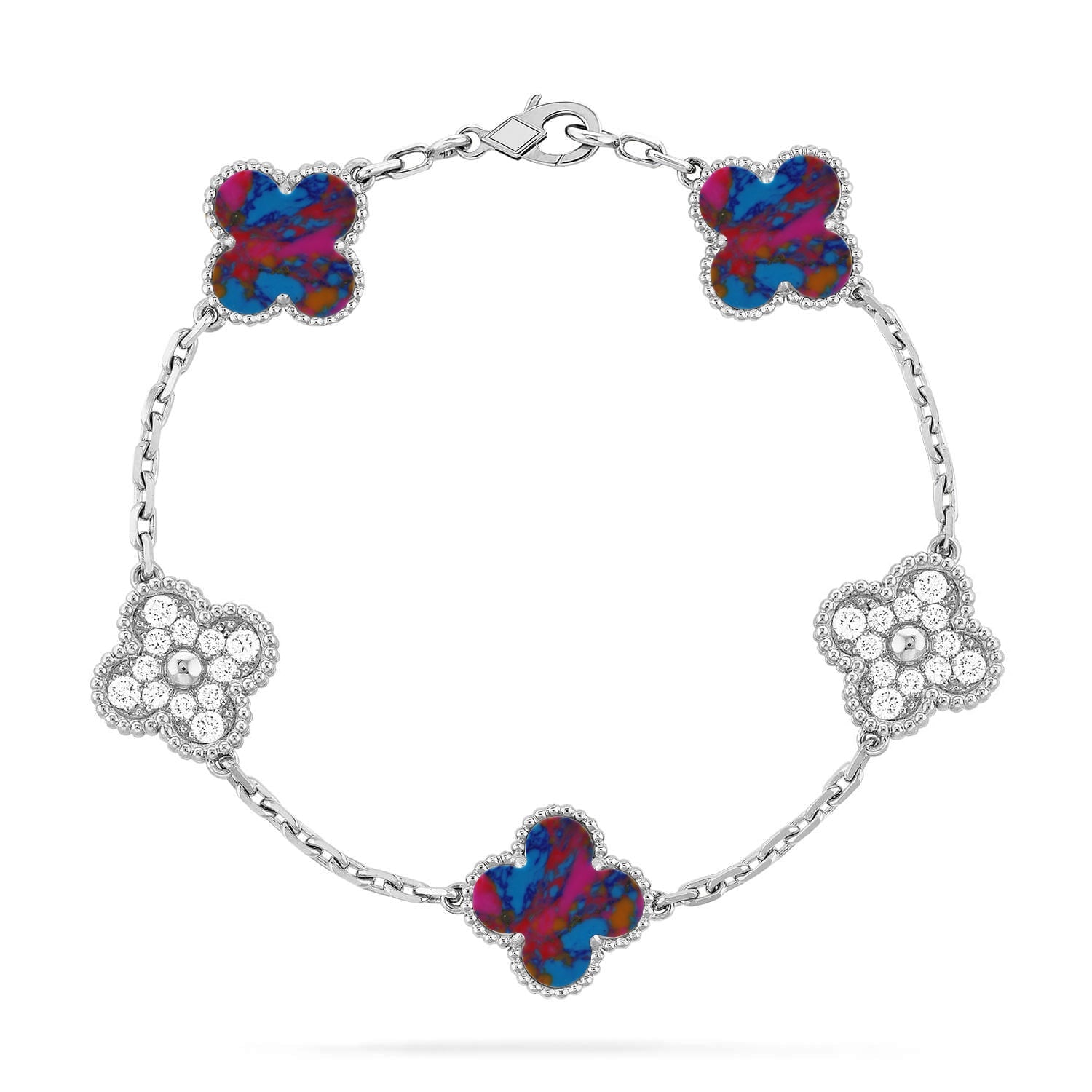 [Lumi jewelry]CLOVER 5 MOTIF COLOR GEMSTONES BRACELET COLLECTION