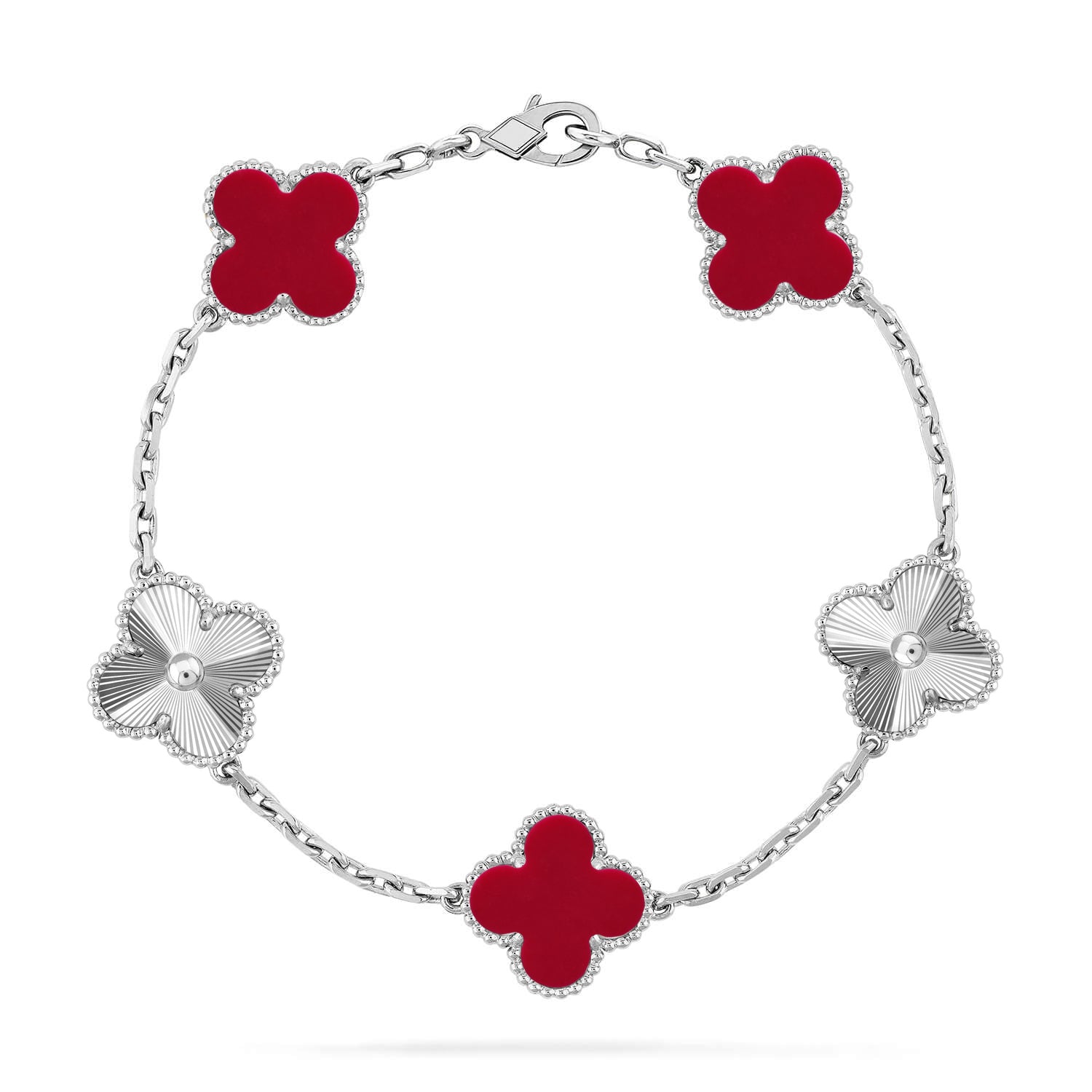 [Lumi jewelry] CLOVER 5 MOTIF RED CORNELIAN BRACELET COLLECTION