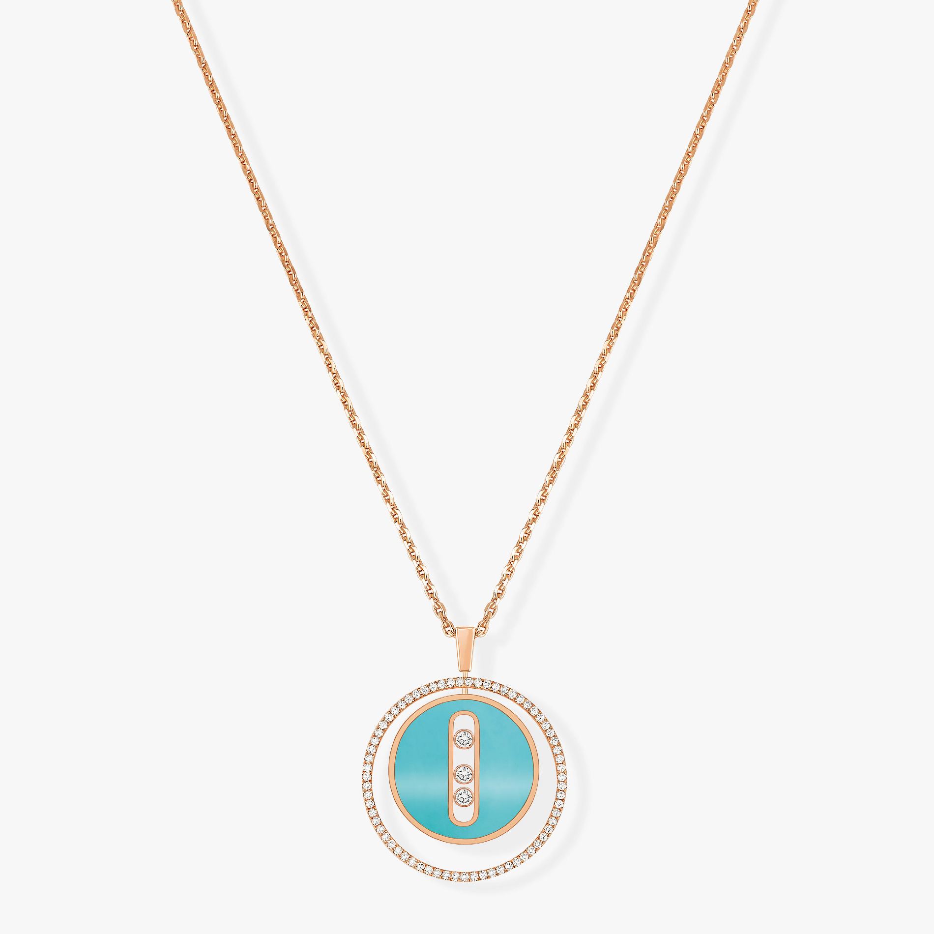 [Imperial] MOVE 3 DIAMONDS TURQUOISE PINK GOLD DIAMOND NECKLACE