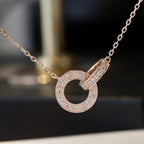 Lumi's LOVE 7,6 mm Halskette aus Roségold und Silber, komplett mit Diamanten besetzt
