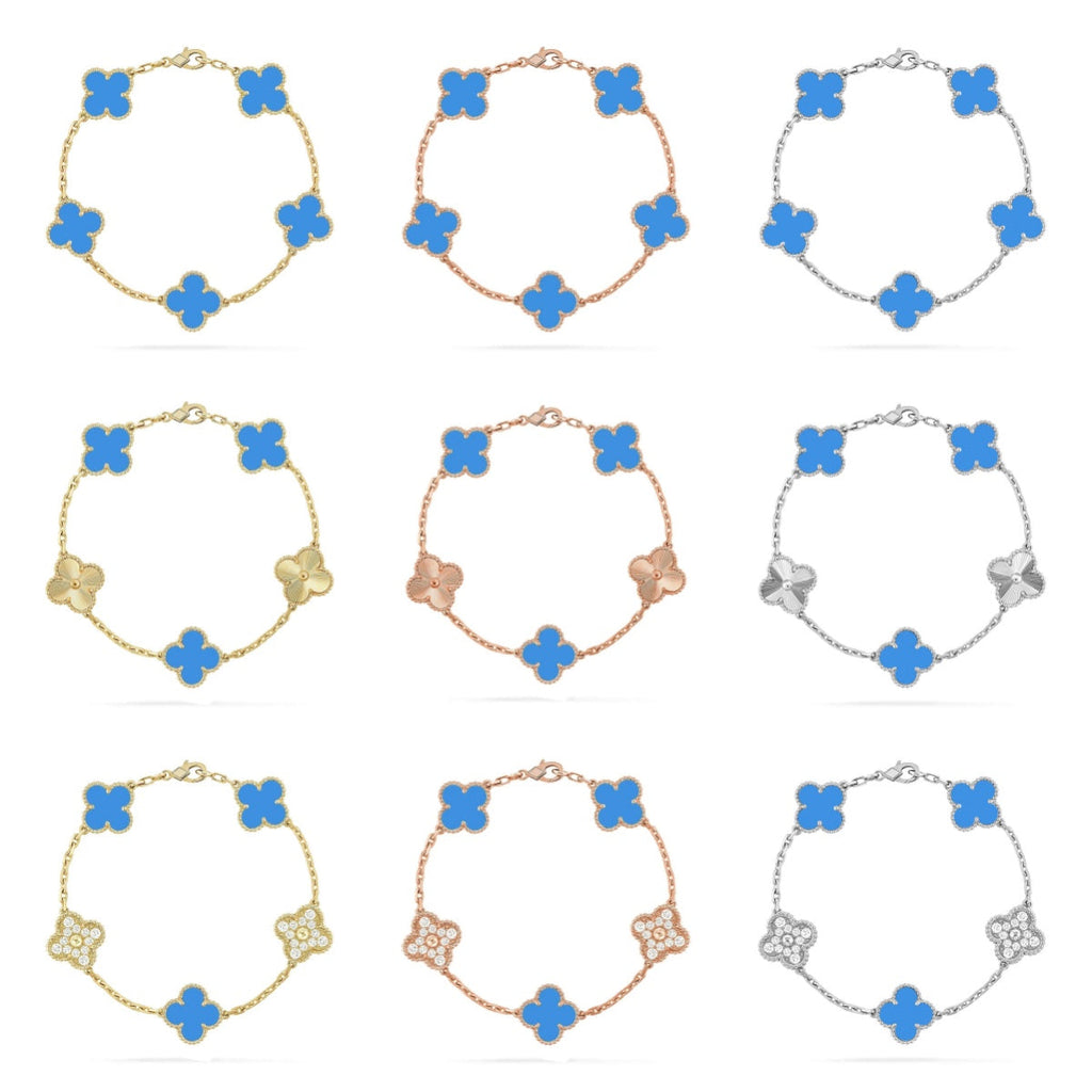 [Lumi jewelry] CLOVER 5 MOTIF BLUE AGATE BRACELET COLLECTION