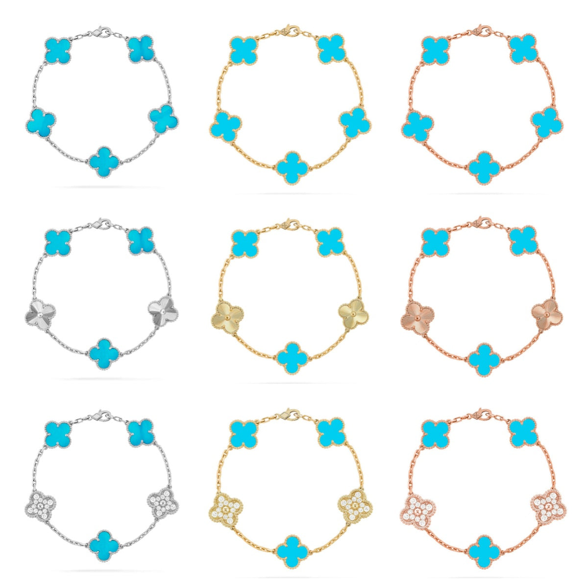 [Lumi jewelry] CLOVER 5 MOTIF TURQUOISE BRACELET COLLECTION