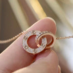 Lumi's LOVE 7,6 mm Halskette aus Roségold und Silber, komplett mit Diamanten besetzt