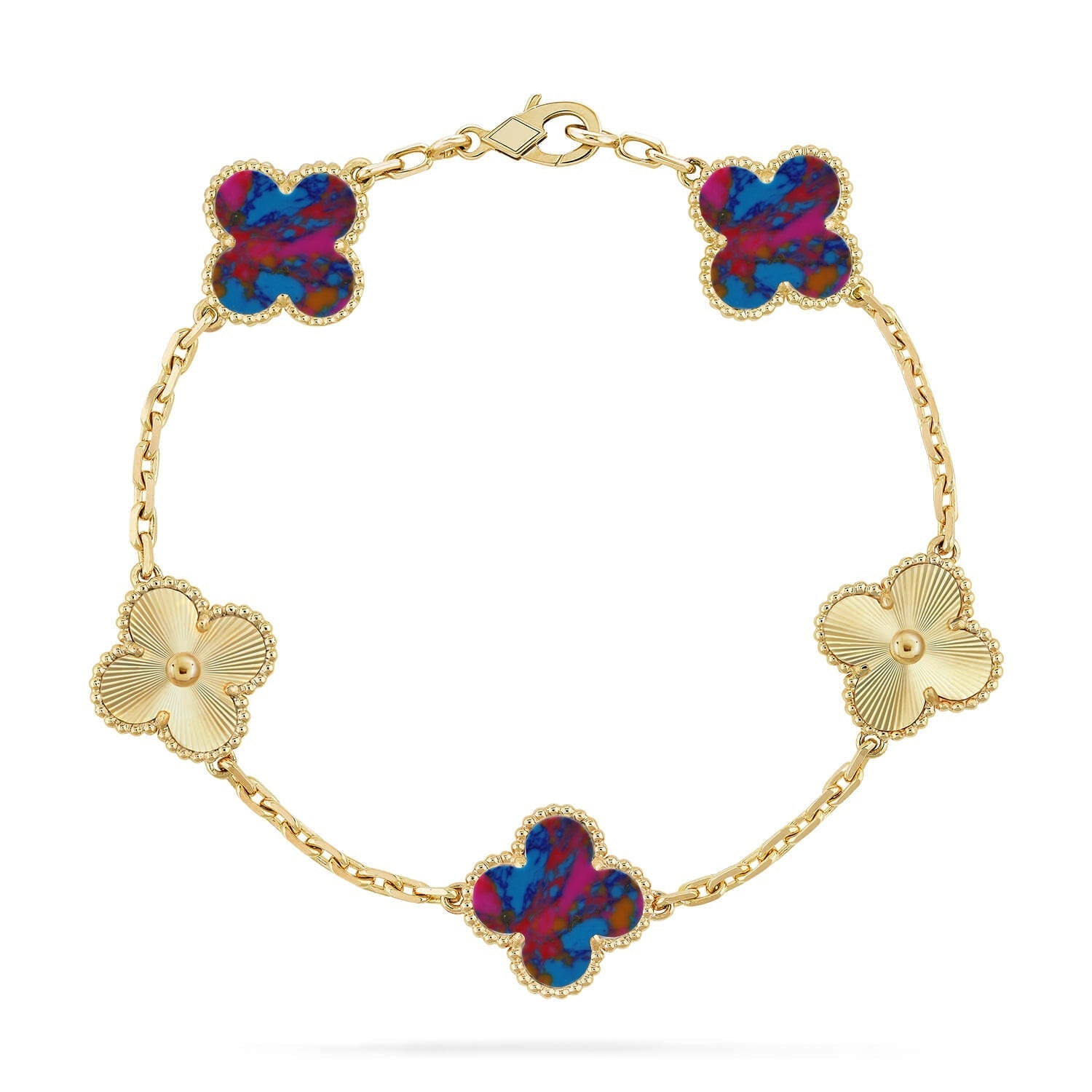 [Lumi]New CLOVER 5 MOTIF COLOR GEMSTONES BRACELET COLLECTION