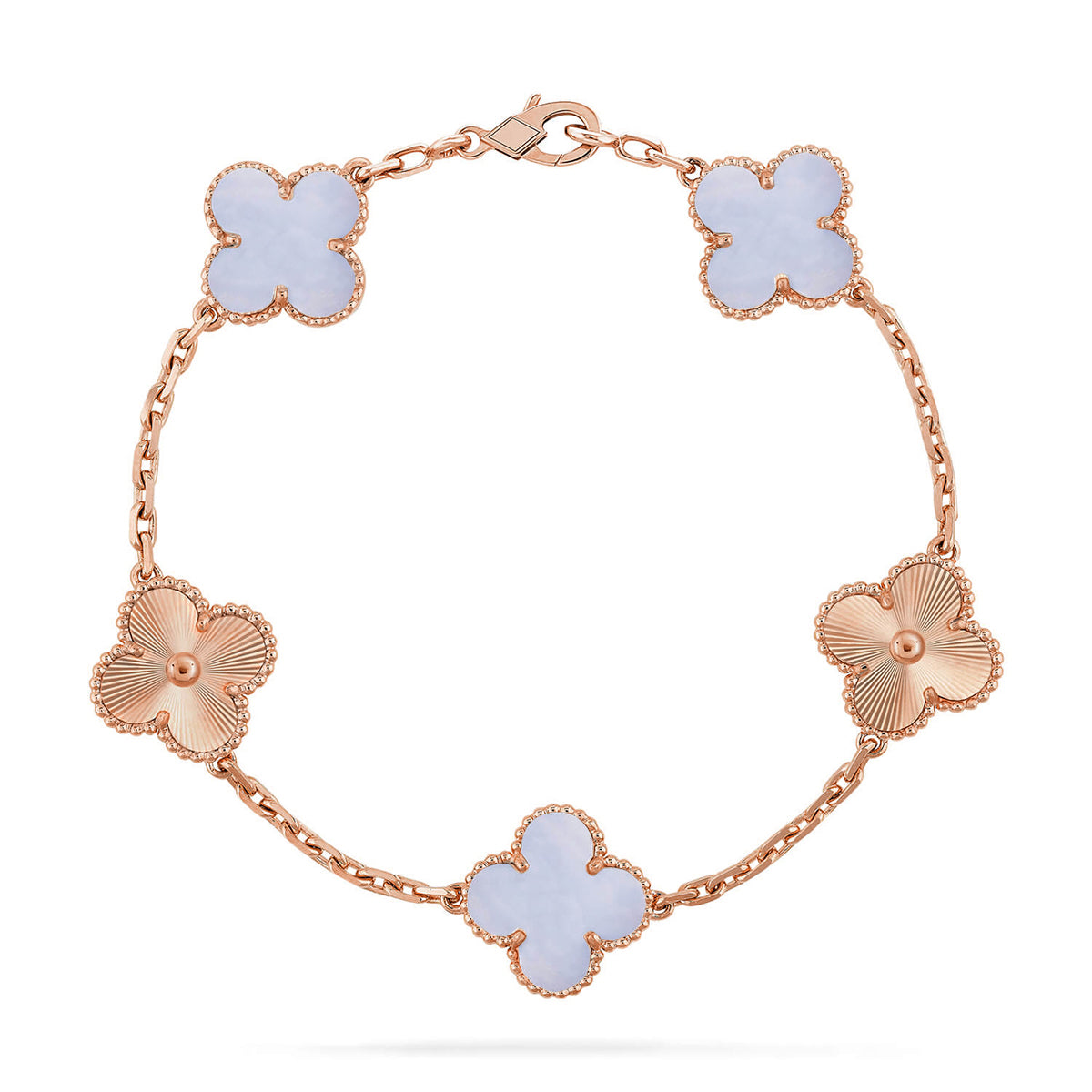 [Lumi jewelry] CLOVER 5 MOTIF PURPLE CHALCEDONY BRACELET COLLECTION