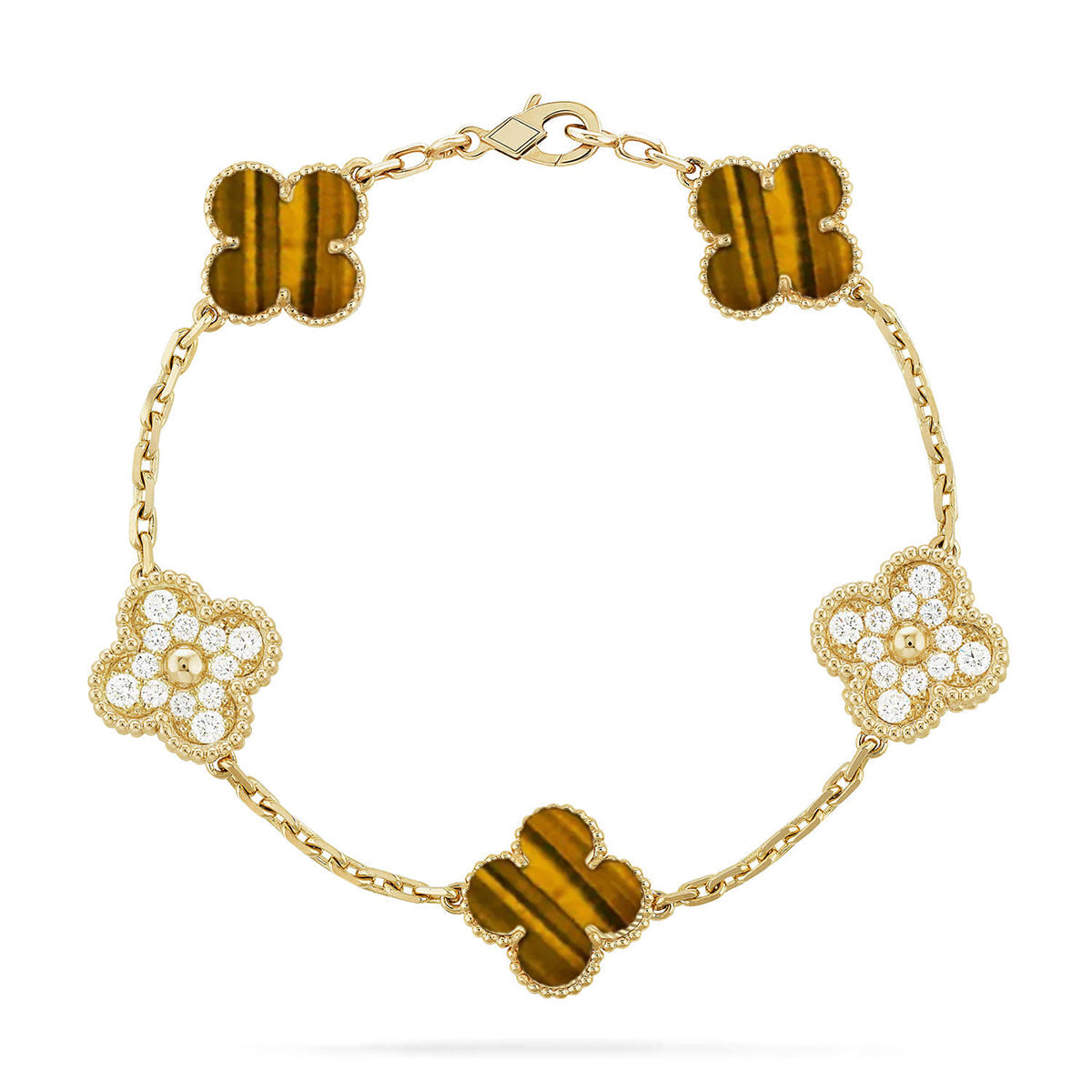 [Lumi]New  CLOVER 5 MOTIFS TIGER EYE BRACELET COLLECTION