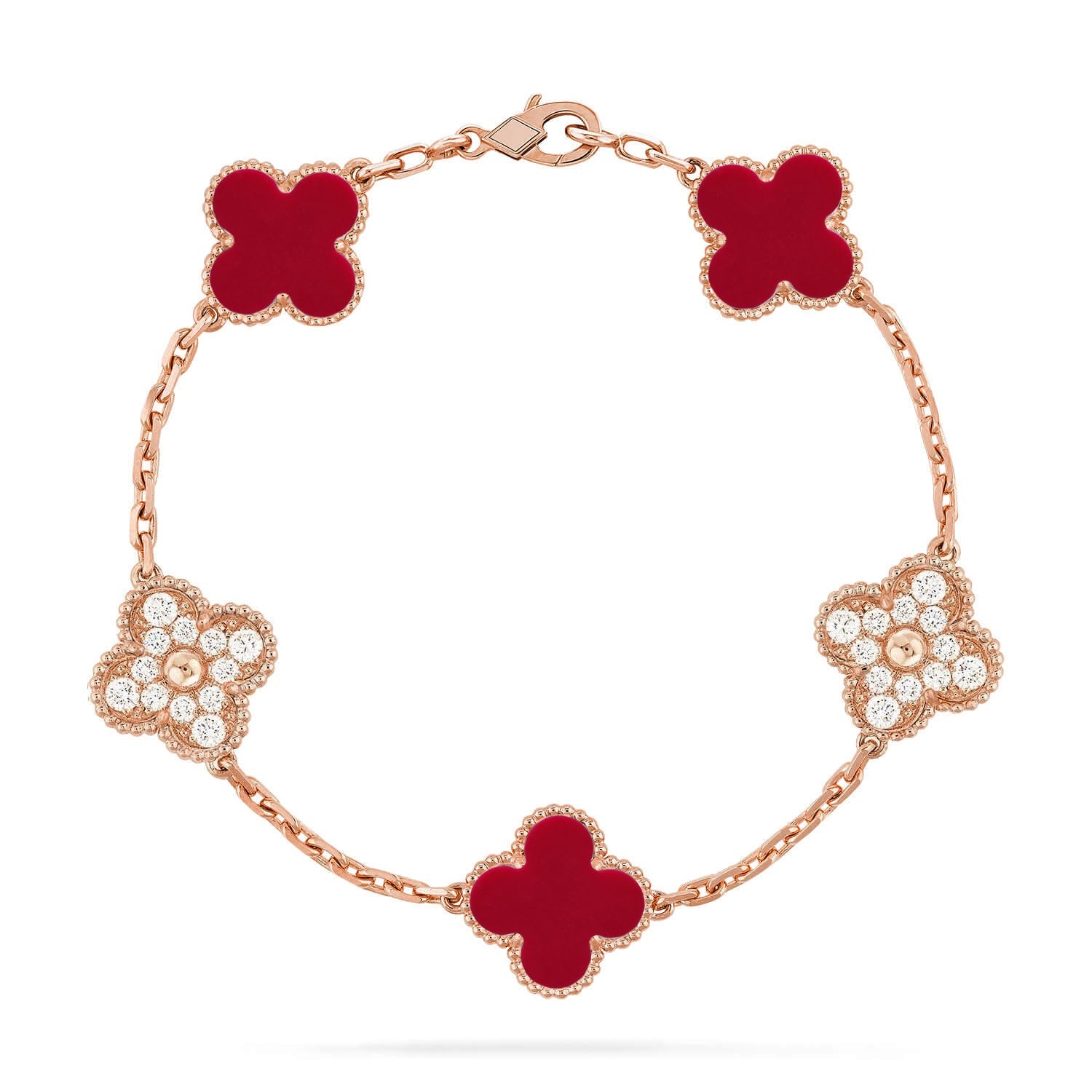 [Lumi jewelry] CLOVER 5 MOTIF RED CORNELIAN BRACELET COLLECTION