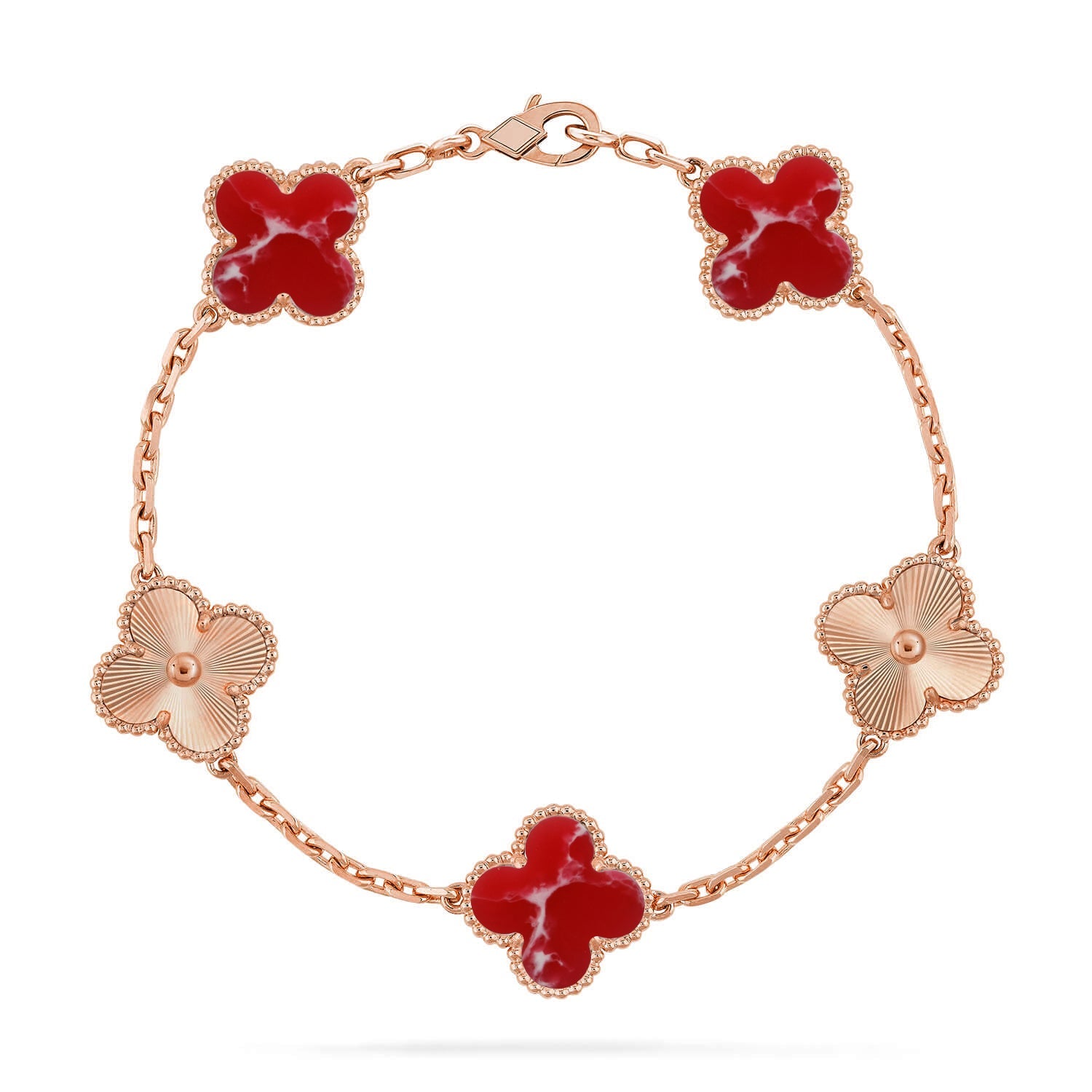 [Lumi jewelry]CLOVER 5 MOTIF RED PATTERN BRACELET COLLECTION