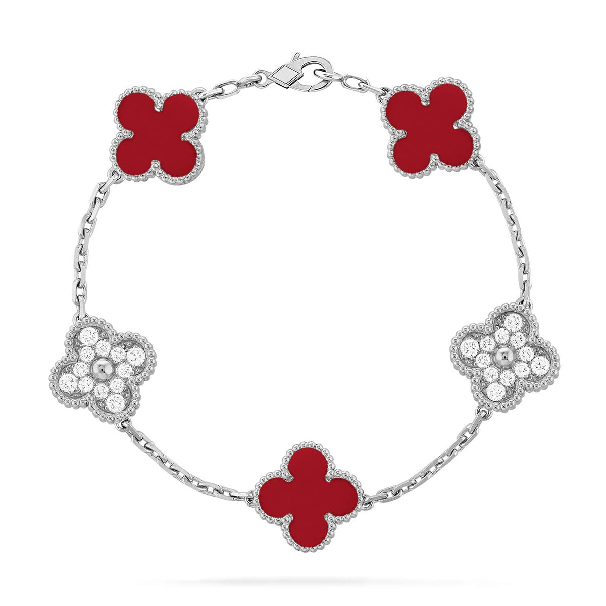 [Lumi]New  CLOVER 5 MOTIF RED CORNELIAN BRACELET COLLECTION