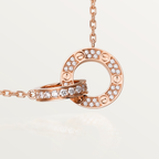 Lumi's LOVE 7,6 mm Halskette aus Roségold und Silber, komplett mit Diamanten besetzt