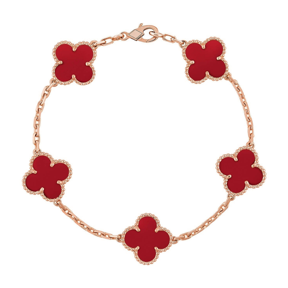 [Lumi jewelry] CLOVER 5 MOTIF RED CORNELIAN BRACELET COLLECTION