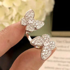 Lumi® Zwillingsring aus Silber mit Schmetterlingsmotiv und Diamanten