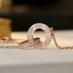 Lumi's LOVE 7,6 mm Halskette aus Roségold und Silber, komplett mit Diamanten besetzt