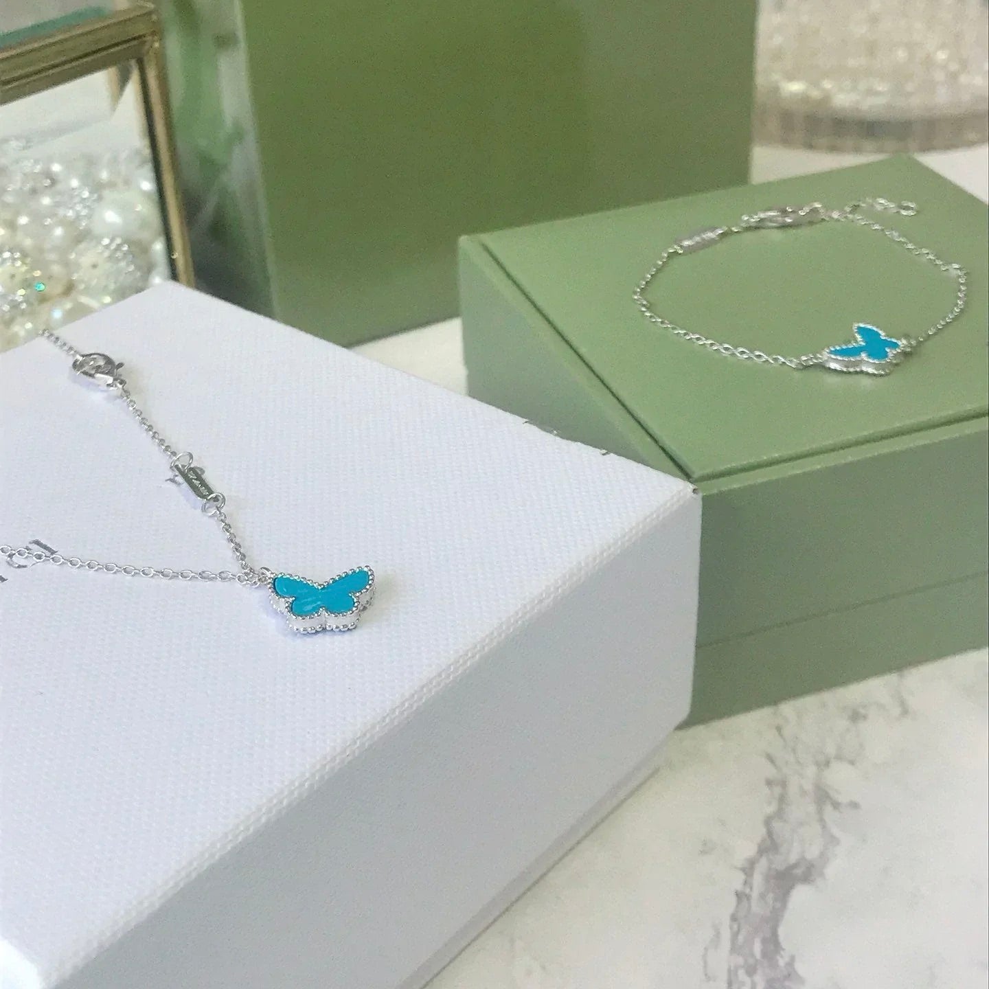 Lumi® Butterfly Türkis Schmetterlingsarmband Silber