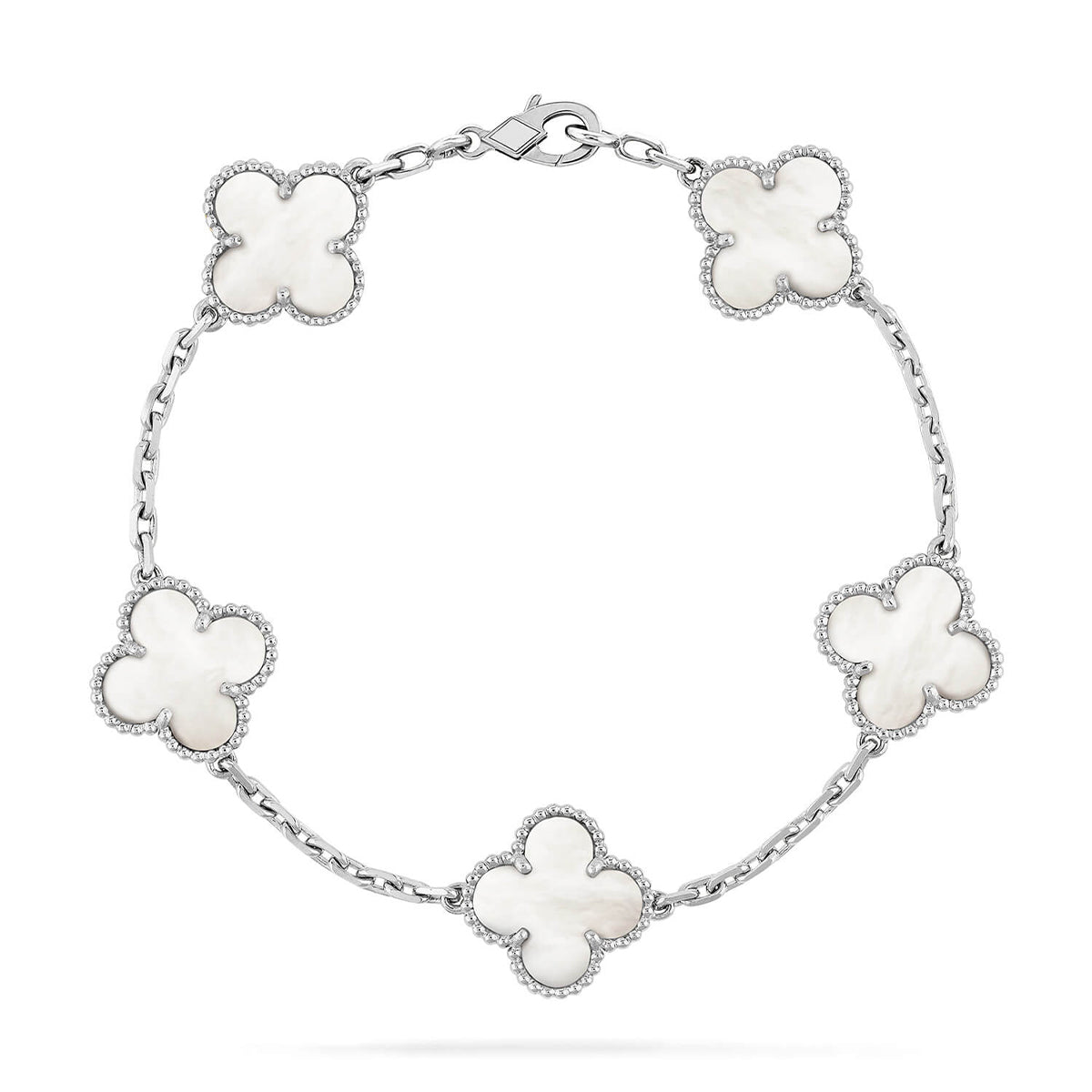 [Lumi jewelry]CLOVER WHITE PEARL MOP 5 MOTIF BRACELET COLLECTION