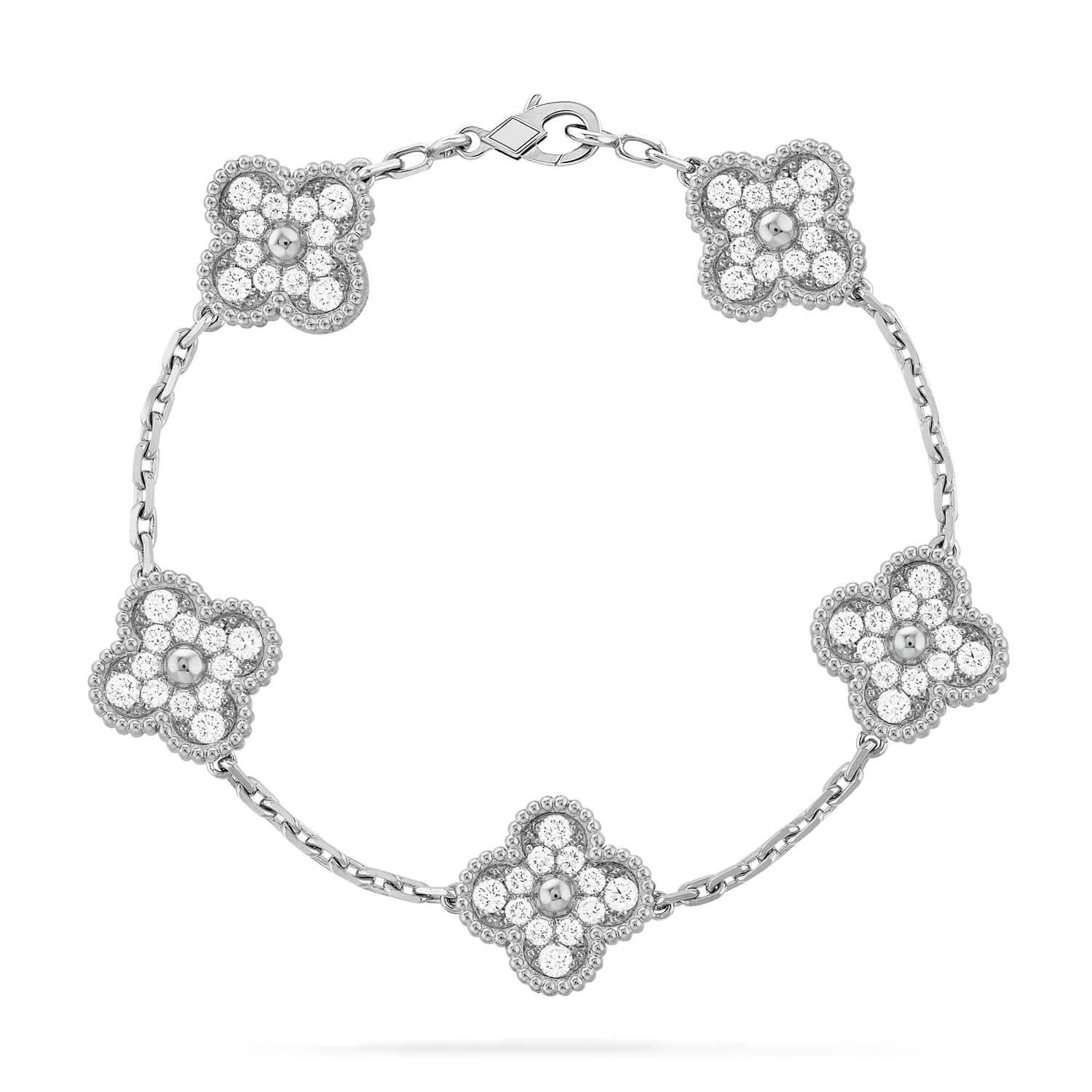 [Lumi jewelry] CLOVER 5 MOTIF FULL DIAMOND BRACELET COLLECTION