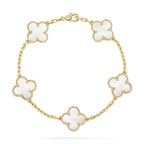[Lumi jewelry]CLOVER WHITE PEARL MOP 5 MOTIF BRACELET COLLECTION