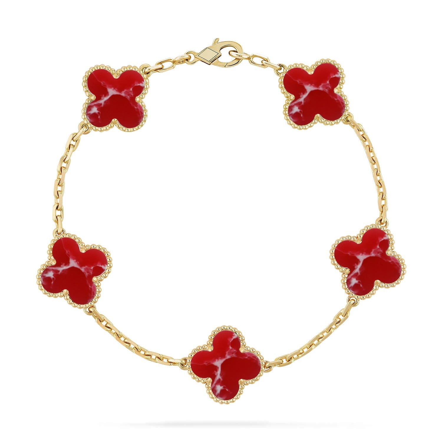 [Lumi]New CLOVER 5 MOTIF RED PATTERN BRACELET COLLECTION