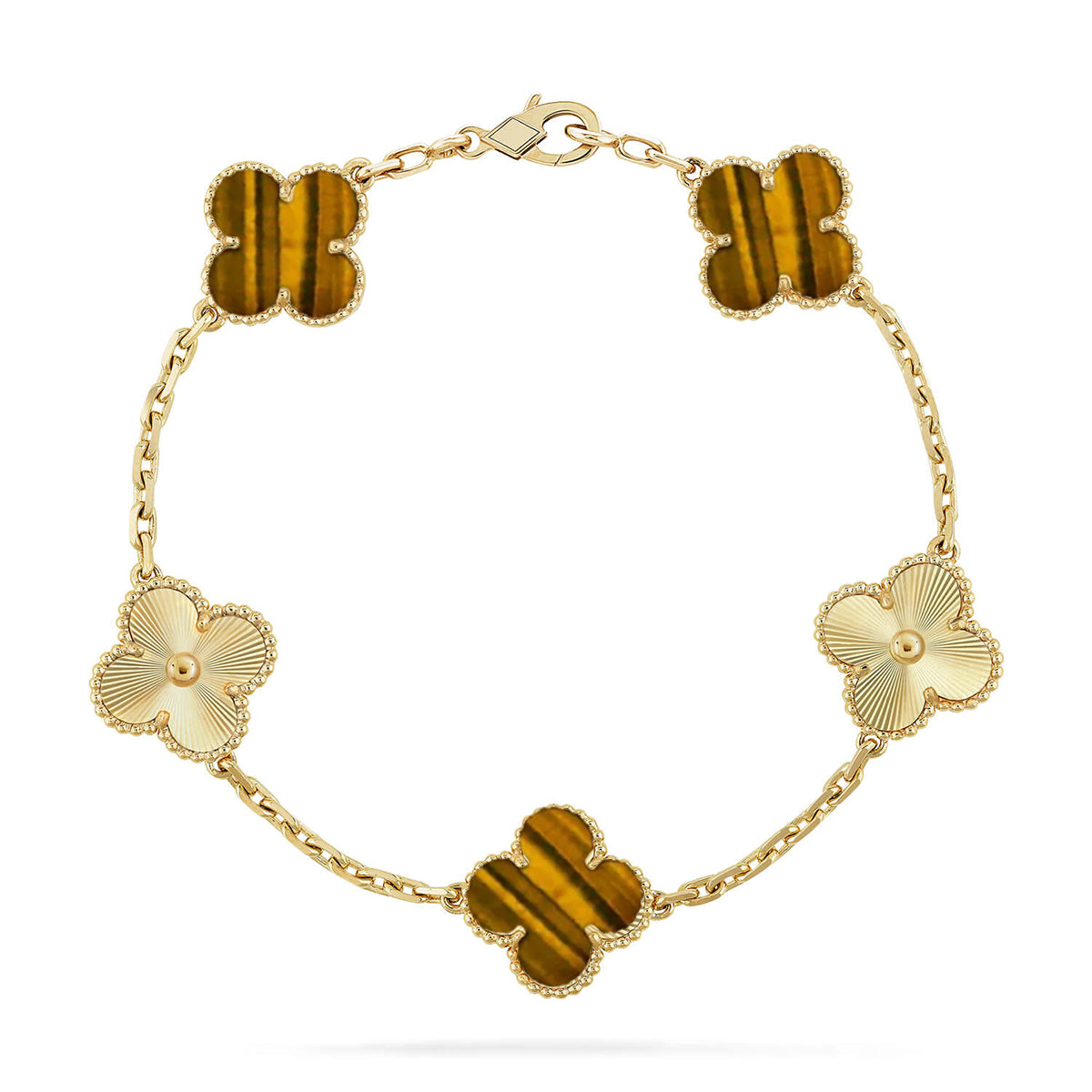 [Lumi]New  CLOVER 5 MOTIFS TIGER EYE BRACELET COLLECTION